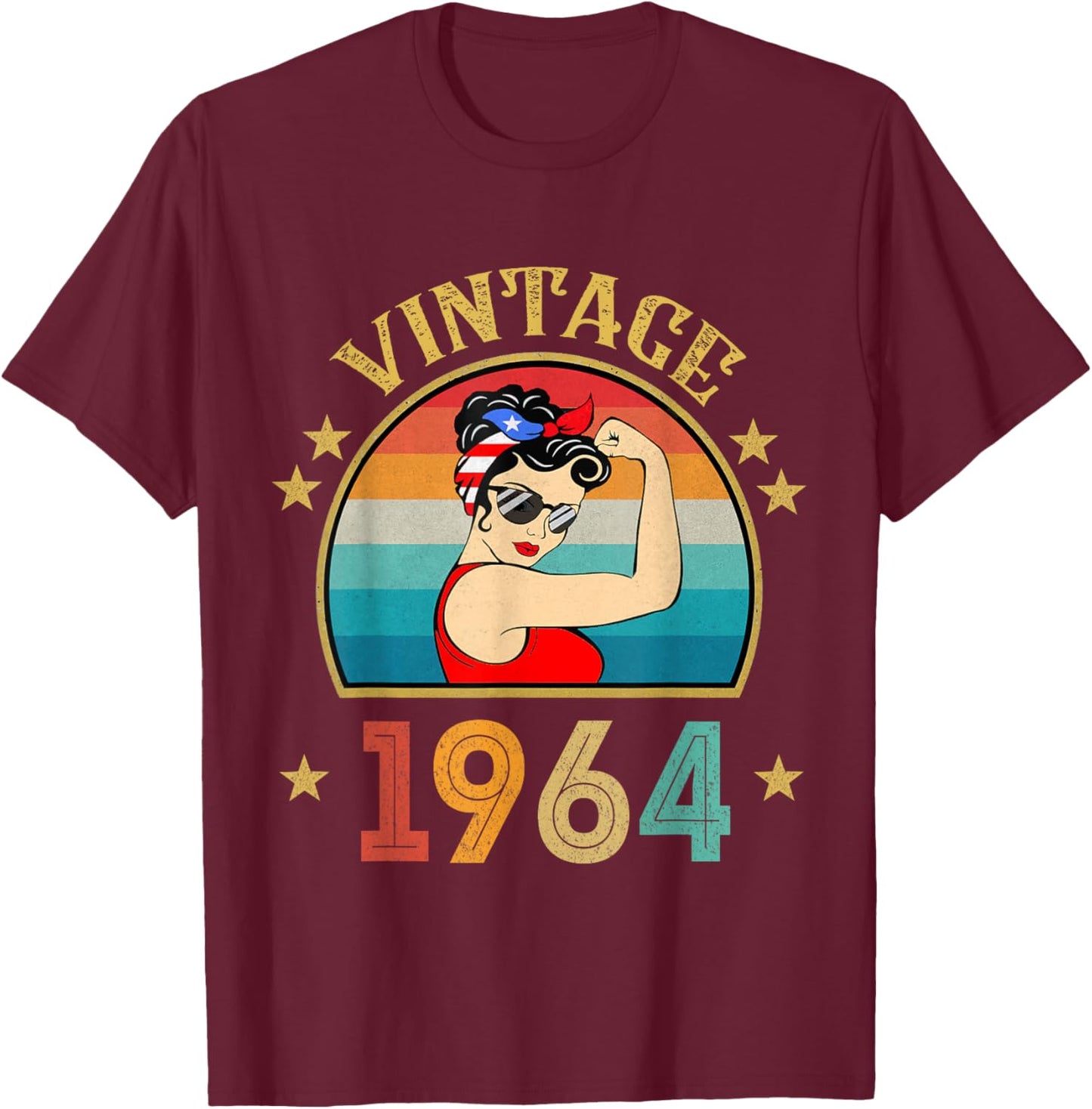 62th Birthday Gift 62 Years Old Retro Vintage 1964 T-Shirt - T-Shirt | Maroon