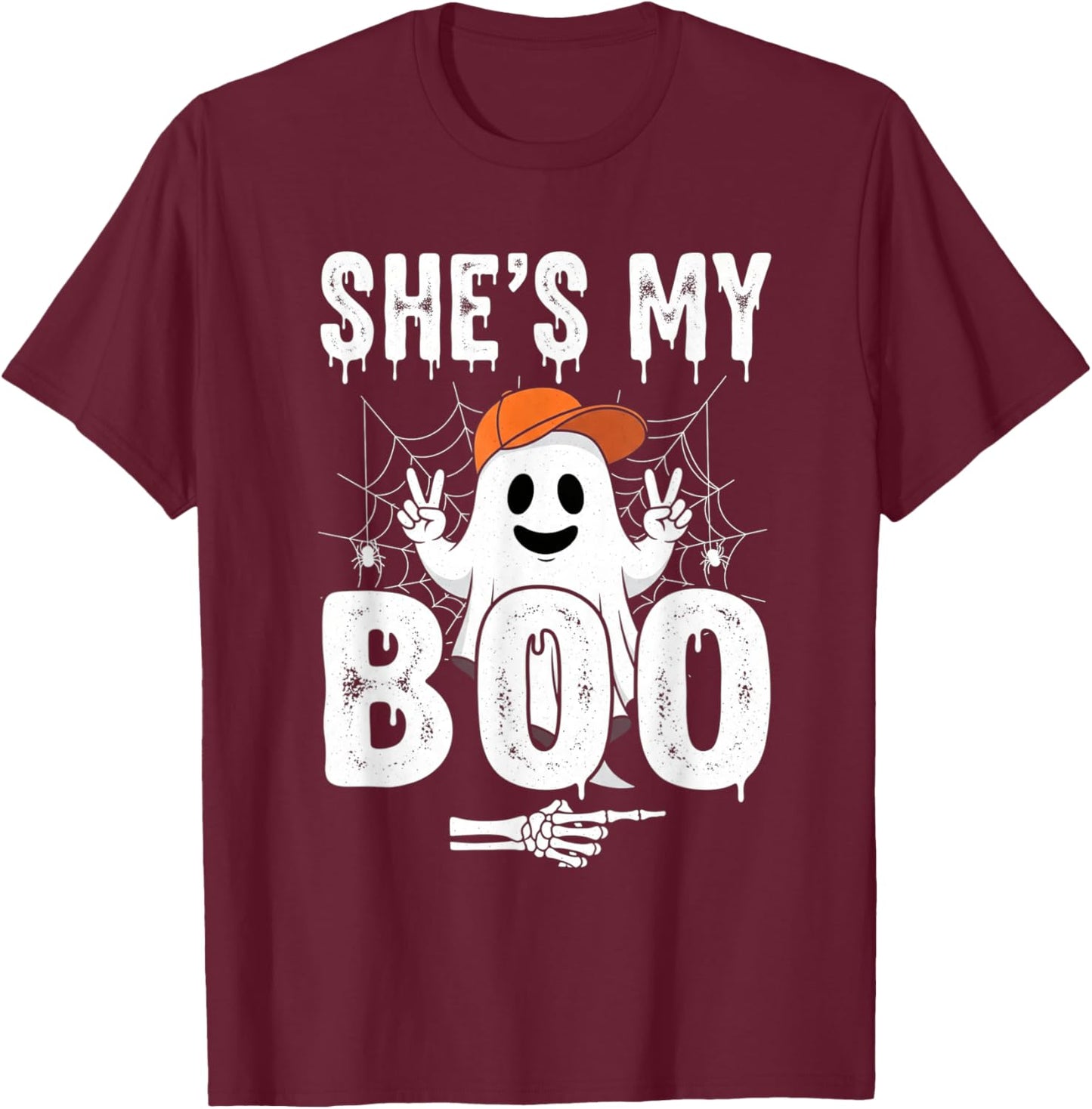 Shes My Boo Couple Matching Halloween Costumes T-Shirt - T-Shirt | Maroon