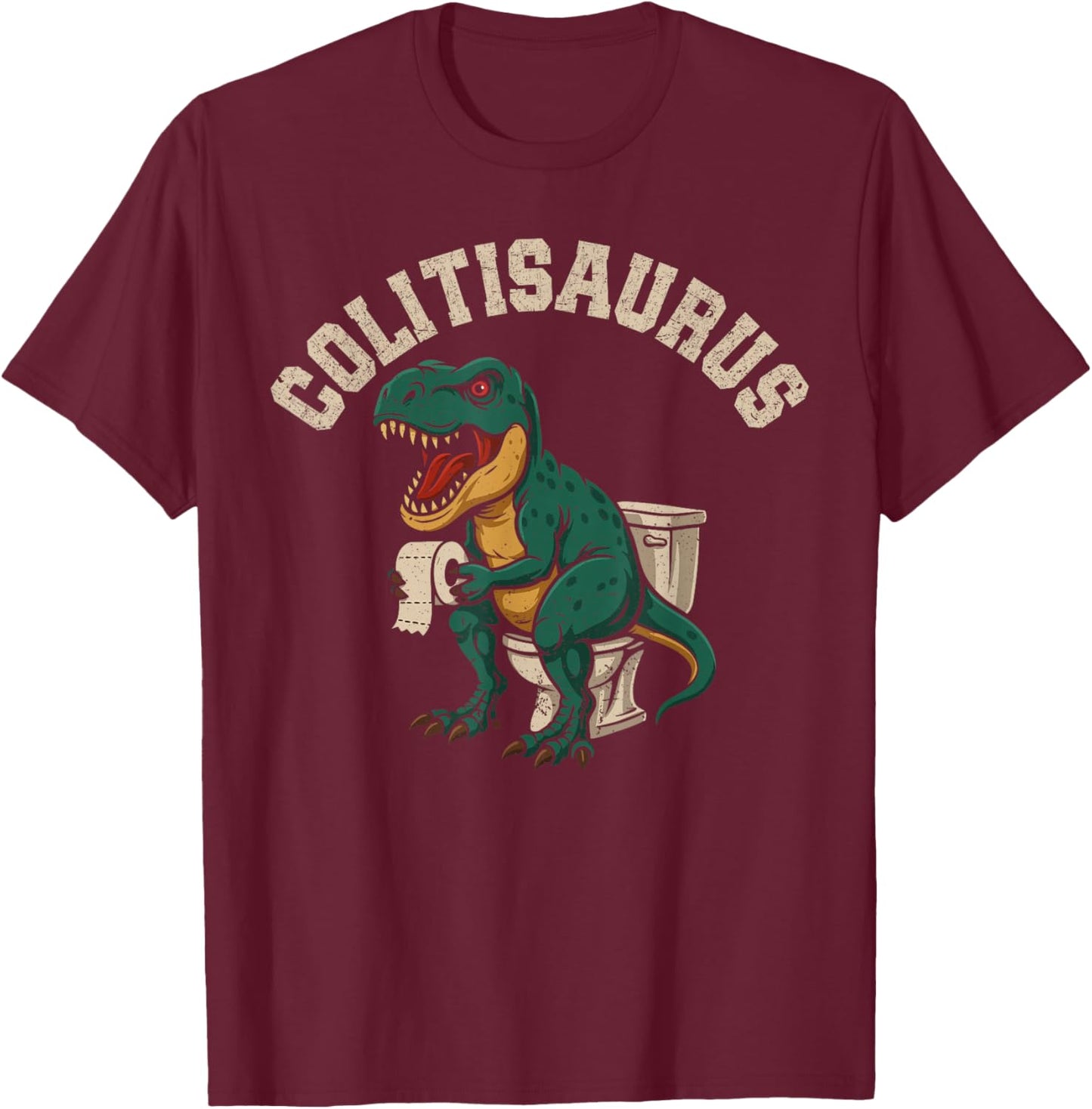 Ulcerative Colitis Awareness Colitisaurus Funny IBD Warrior T-Shirt - T-Shirt | Maroon