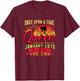 50th Birthday Gift A Queen Born in January 1976 50 Yrs Old T-Shirt - T-Shirt | Maroon