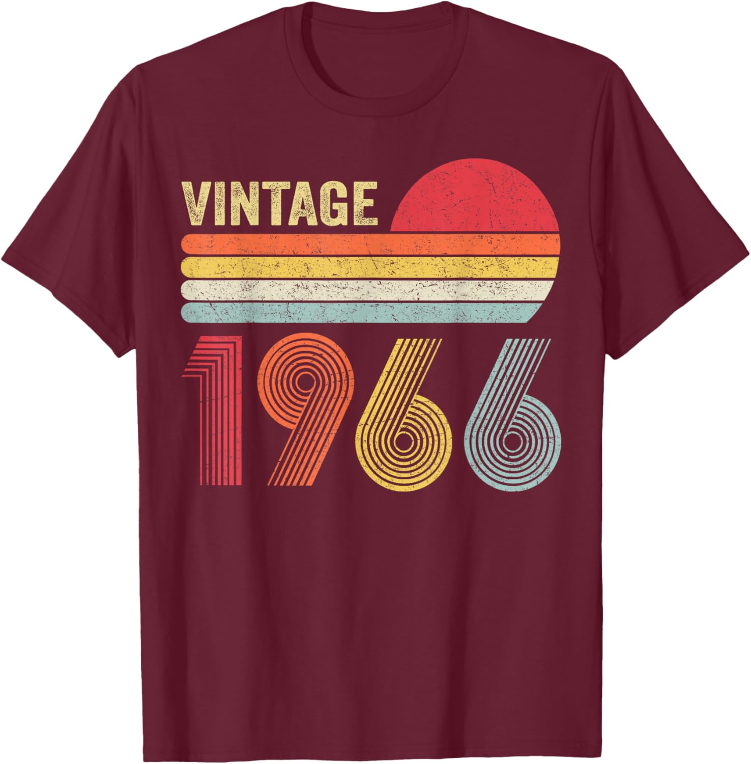 Vintage 1966 60th Birthday Gift Men Women 60 Years Old T-Shirt - T-Shirt | Maroon