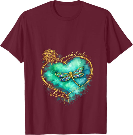 Women's Dragonfly Peace Meditation Soul Whisper Words of A Wisdom V-Neck T-Shirt - T-Shirt | Maroon