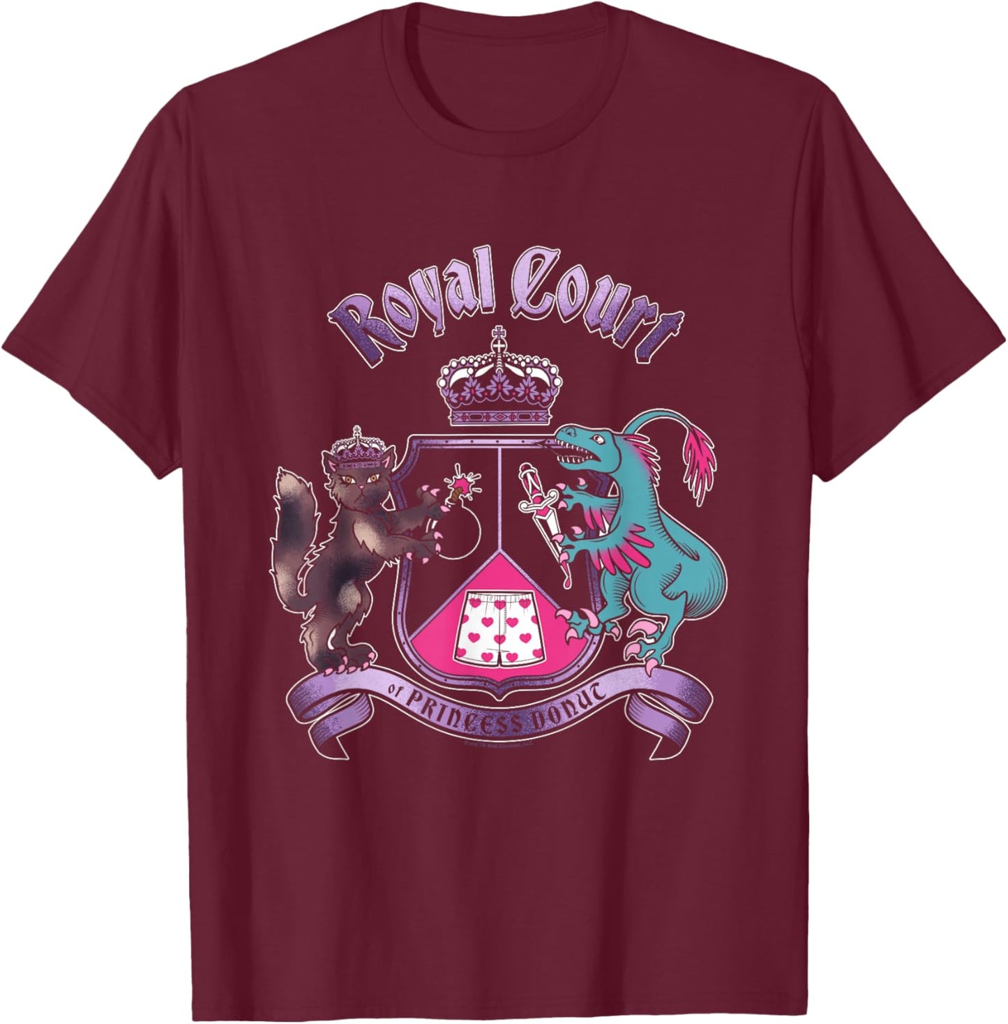 DCC Royal Court of Princess Donut Coat of Arms Book Series T-Shirt - T-Shirt | Maroon
