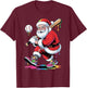 Funny Baseball Christmas Santa Claus Batter Baseball Drip T-Shirt - T-Shirt | Maroon