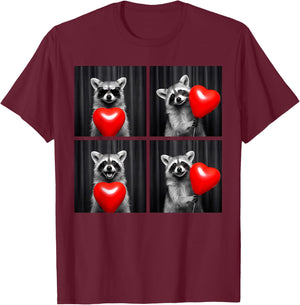 Valentines Raccoon Lover Photobooth Selfie Love Heart Women T-Shirt - T-Shirt | Maroon