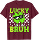 Boys St Patricks Day 67 Lucky Bruh Dabbing Shamrock Clover T-Shirt - T-Shirt | Maroon
