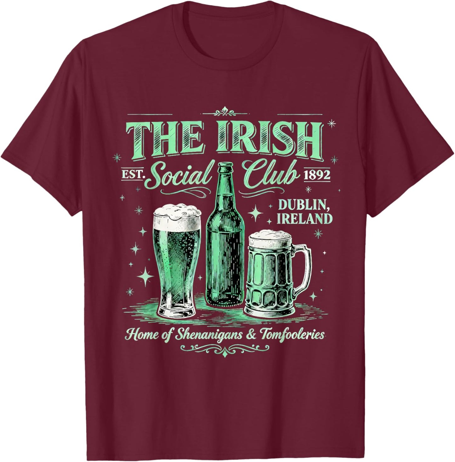 The Irish Social Club Vintage Drinking Team St Patrick's Day T-Shirt - T-Shirt | Maroon