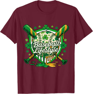 Baseball St Patricks Day Boys Girls Men Women Irish lifestyl T-Shirt - T-Shirt | Maroon