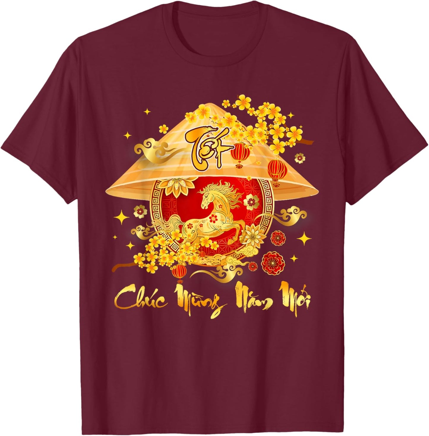 TET 2026 Year of The Horse Vietnamese Lunar New Year 2026 T-Shirt - T-Shirt | Maroon