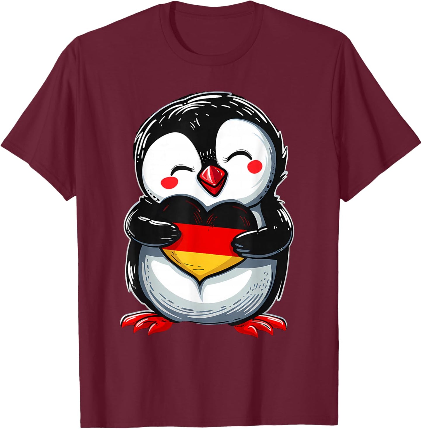 Deutschland Penguin Germany Flag German Pride T-Shirt - T-Shirt | Maroon
