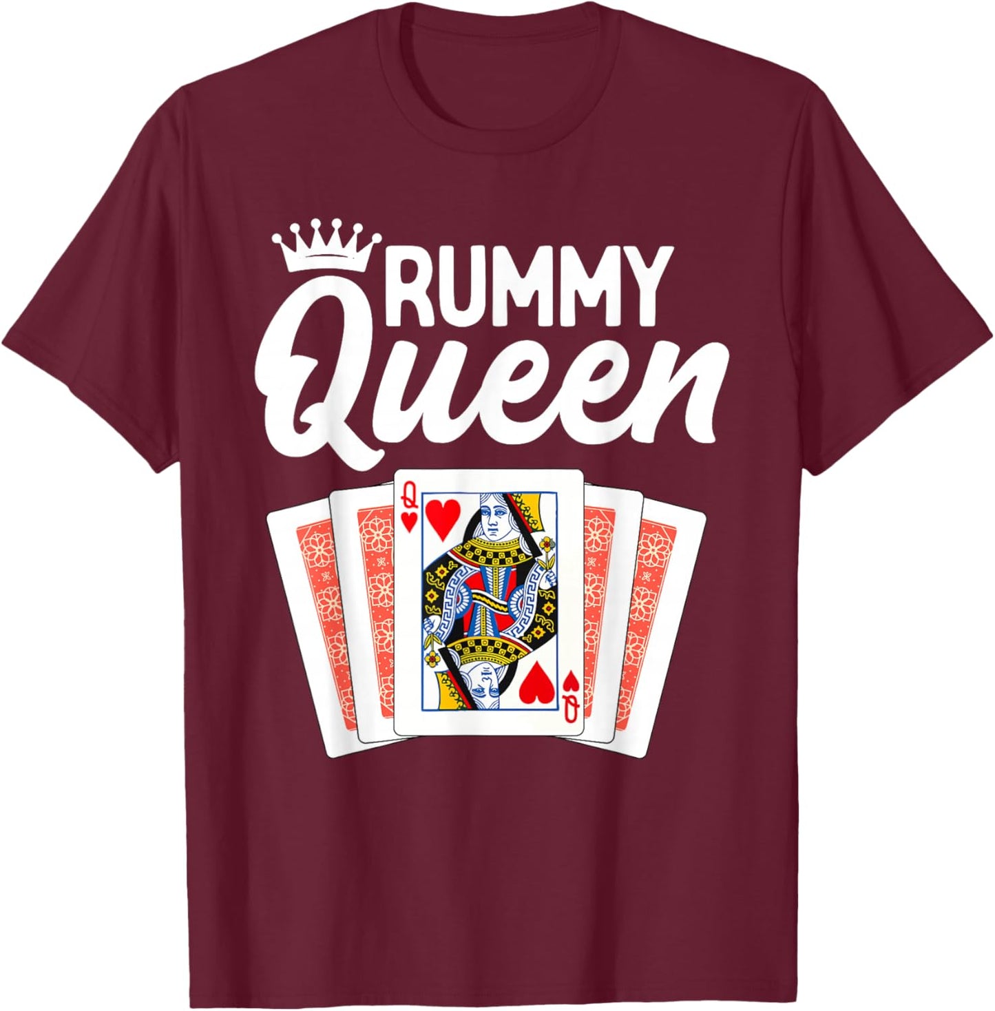 Cute Rummy Art Girls Rummy Lover Gin Rummy Player T-Shirt - T-Shirt | Maroon
