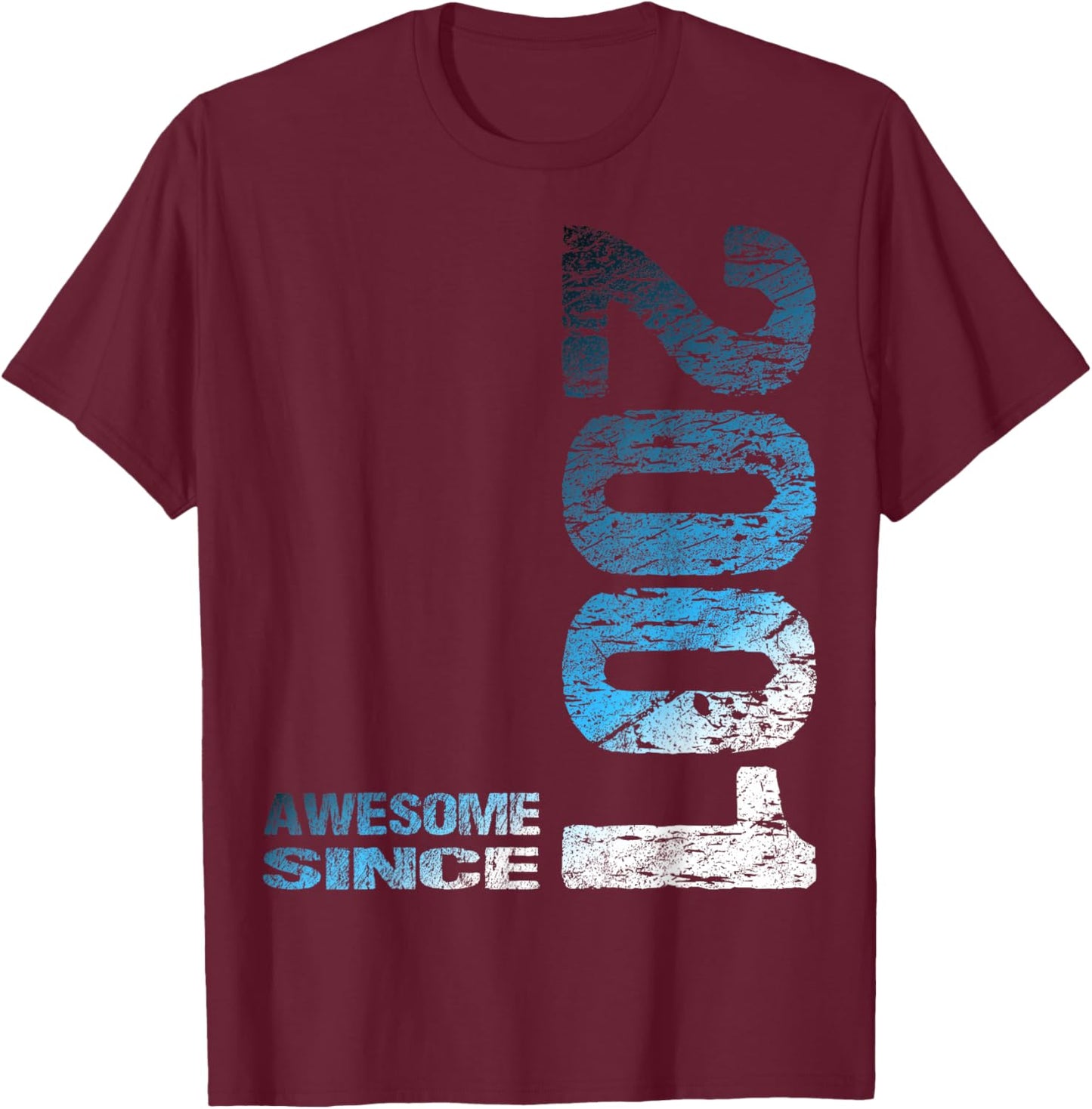 Awesome Since 2001 25th Birthday T-Shirt - T-Shirt | Maroon