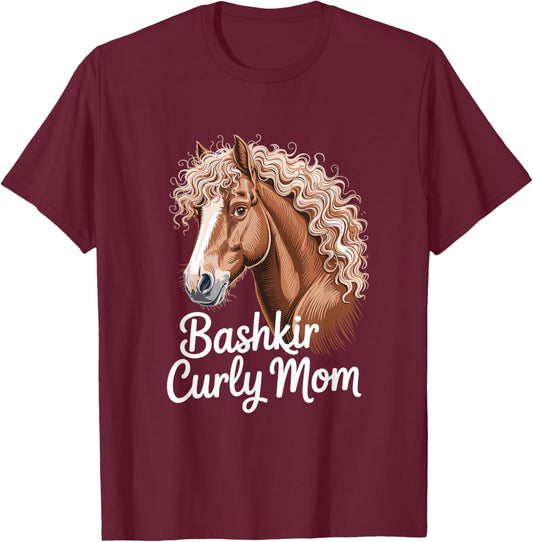 Bashkir Curly Mom Horse Mom Equestrian T-Shirt - T-Shirt | Maroon