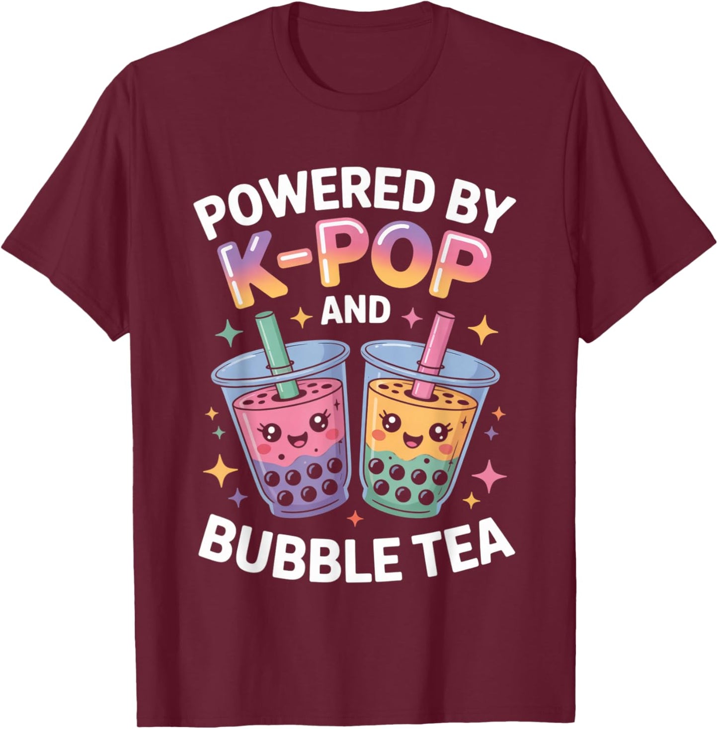 Bubble Tea Boba K-POP Music Lover Korean Milk K-Pop Fashion T-Shirt - T-Shirt | Maroon