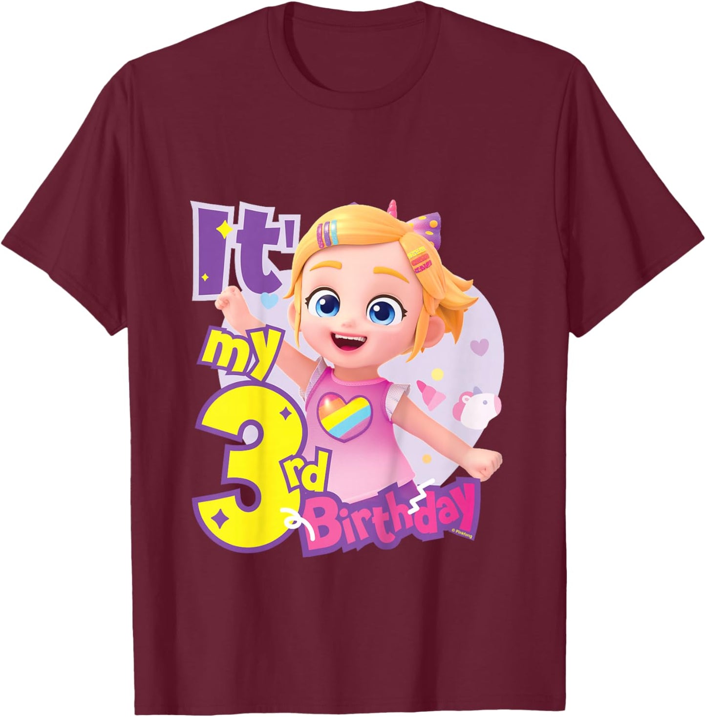 Bebefinn Bora It' My 3rd Birthday Girl Kids T-Shirt - T-Shirt | Maroon