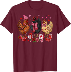 Valentine Chicken Heart Love Farm Hen Chicken Lovers T-Shirt - T-Shirt | Maroon