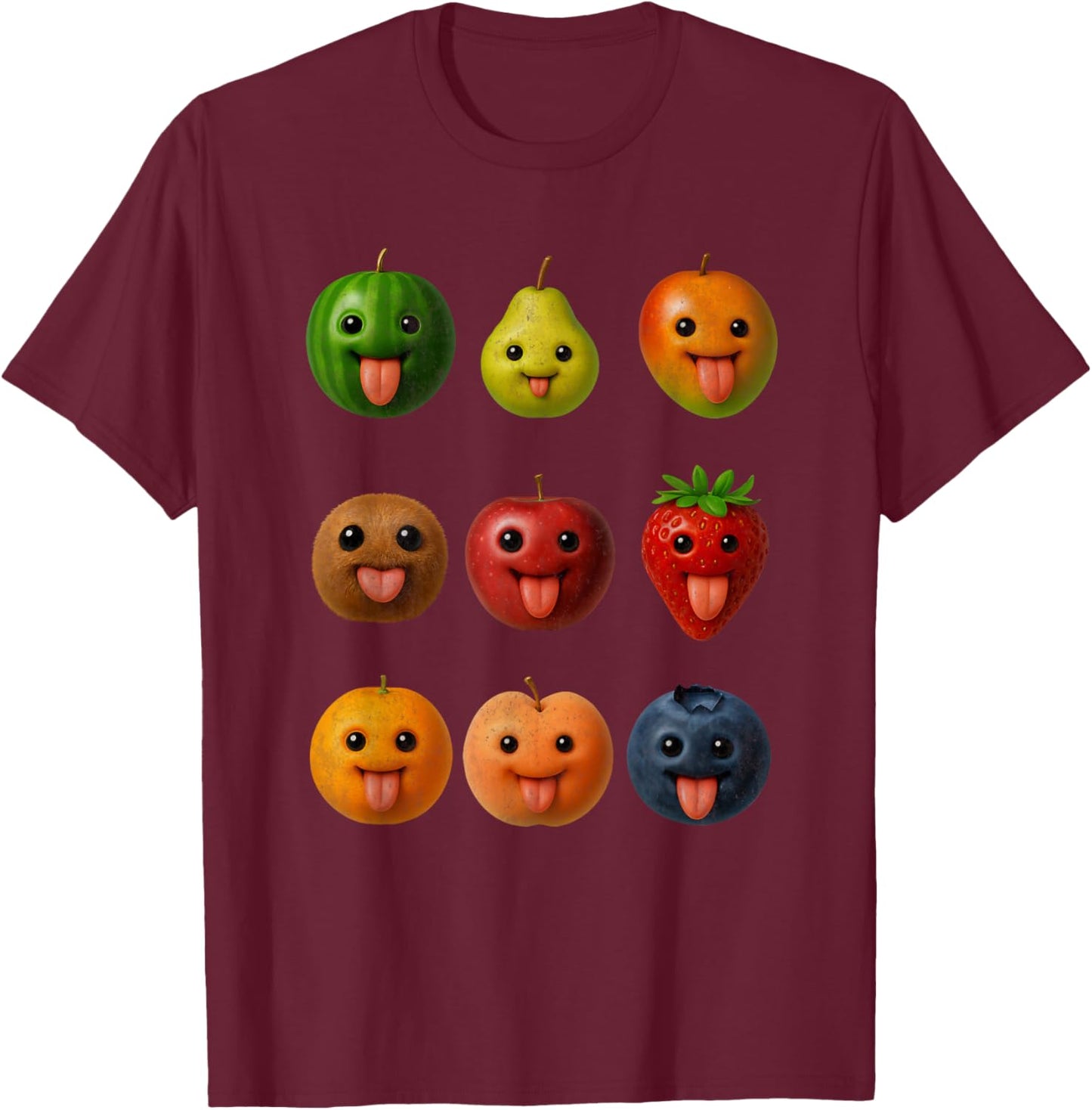 Funny AI Fruit Meme Gen Z Brainrot Men Women T-Shirt - T-Shirt | Maroon