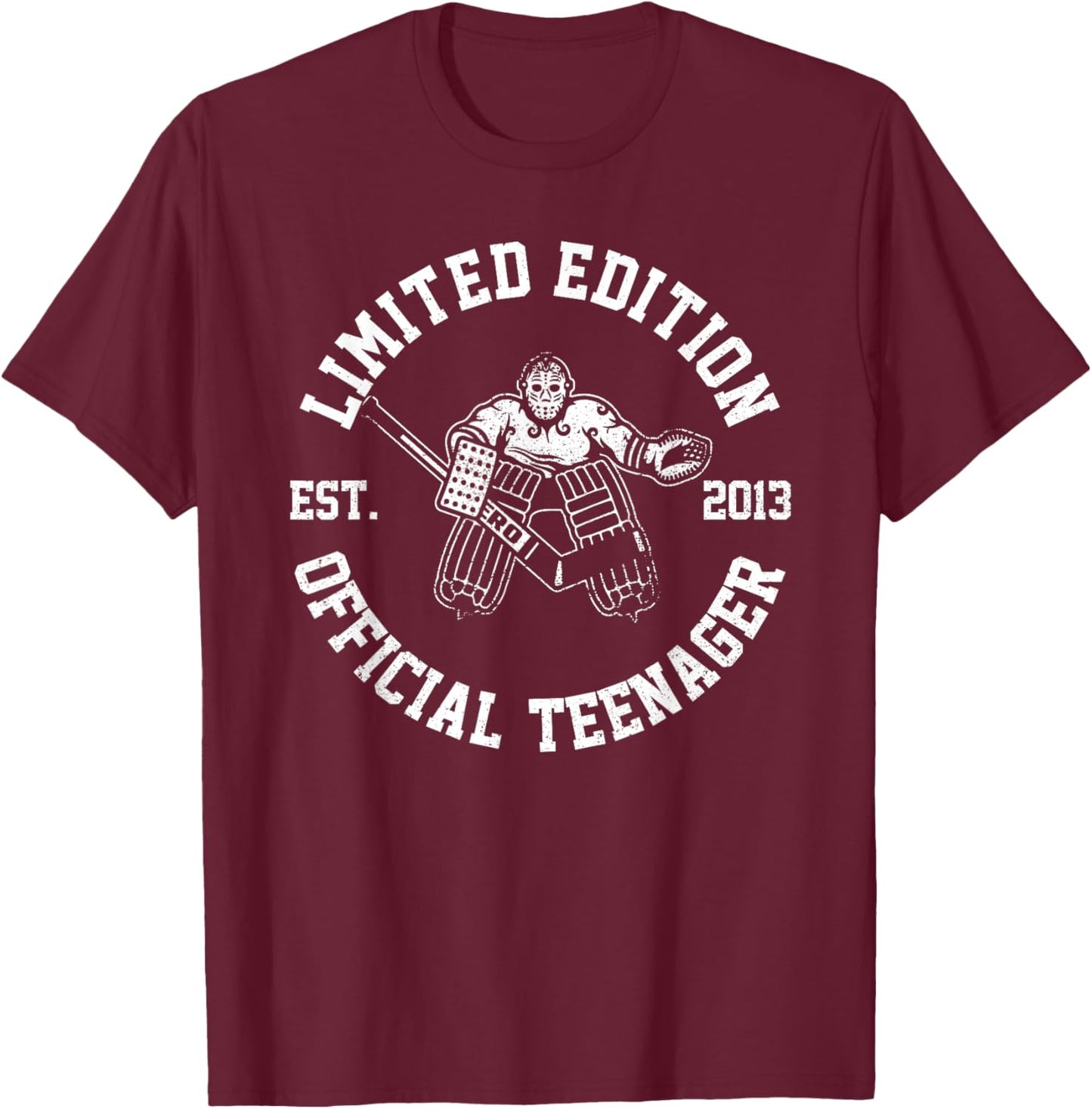 Official Teenager Est 2013 13th Bday Hockey Boys 13 Years T-Shirt - T-Shirt | Maroon