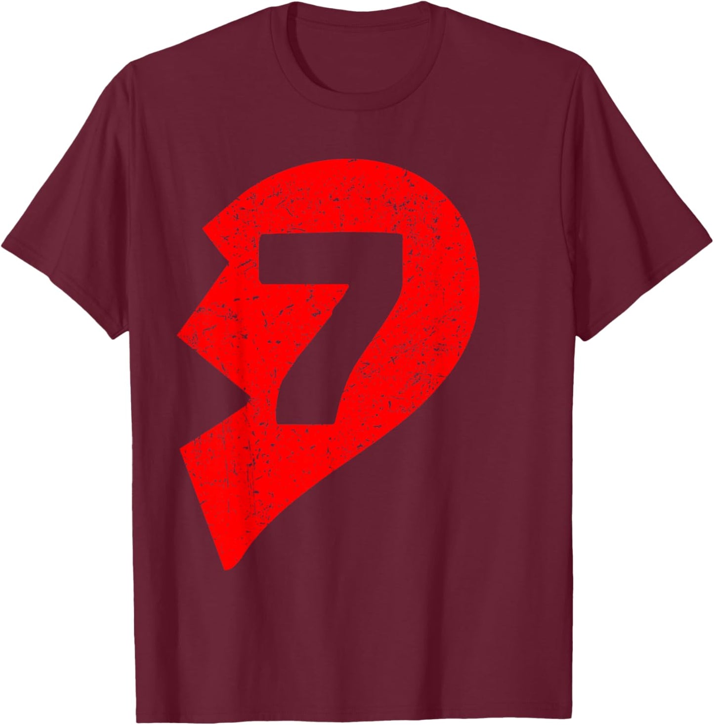 Number 7 Funny Matching Couple Friends Valentines Heart 67 T-Shirt - T-Shirt | Maroon