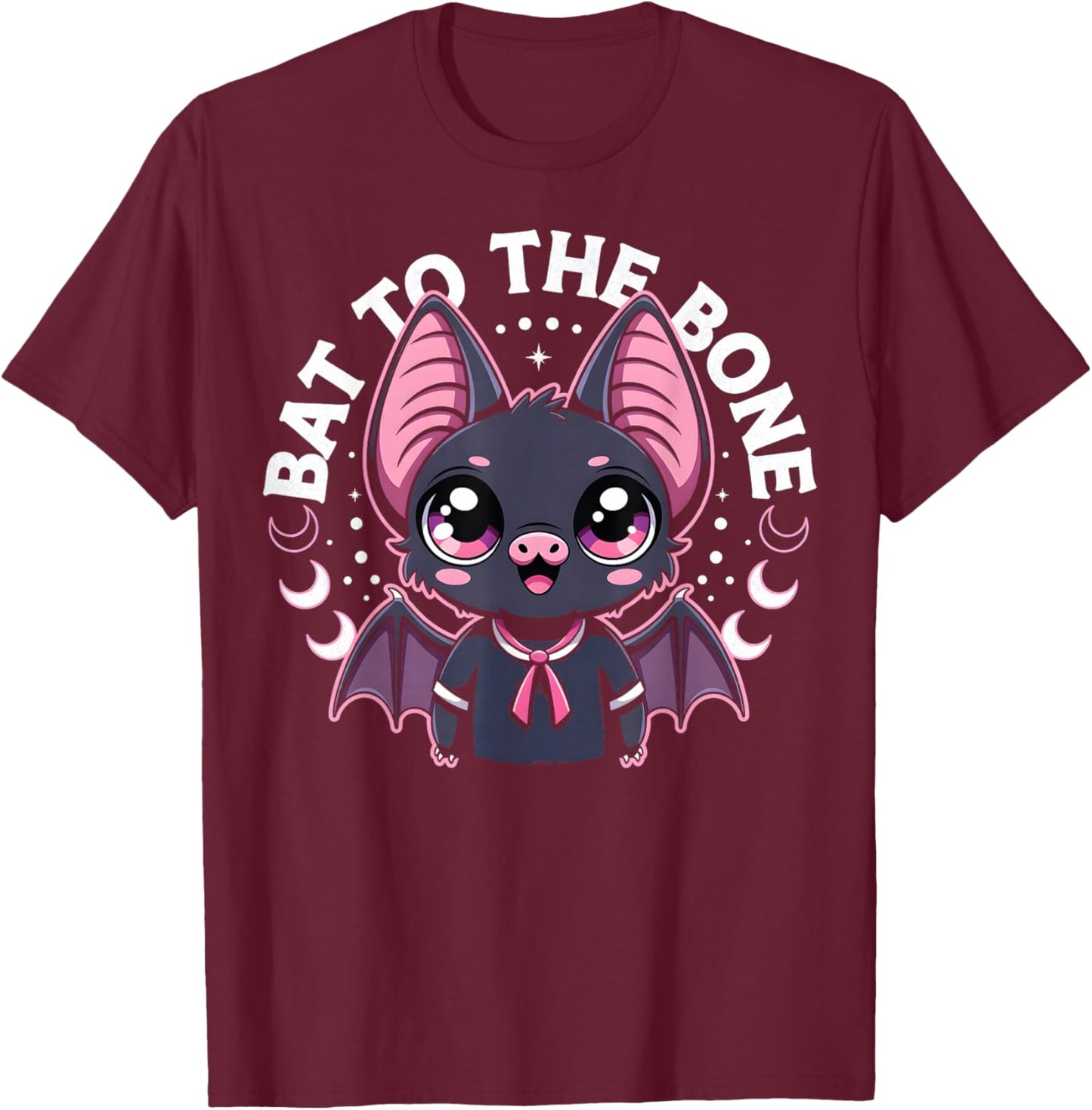Bat to The Bone Cute Kawaii Bat T-Shirt - T-Shirt | Maroon