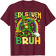 67 Bruh Six Seven St Patricks Day 6 7 Meme Rainbow Shamrock T-Shirt - T-Shirt | Maroon