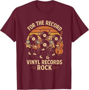 Retro Vinyl Record Pun Rock Music Lover Funny Rock Band T-Shirt - T-Shirt | Maroon