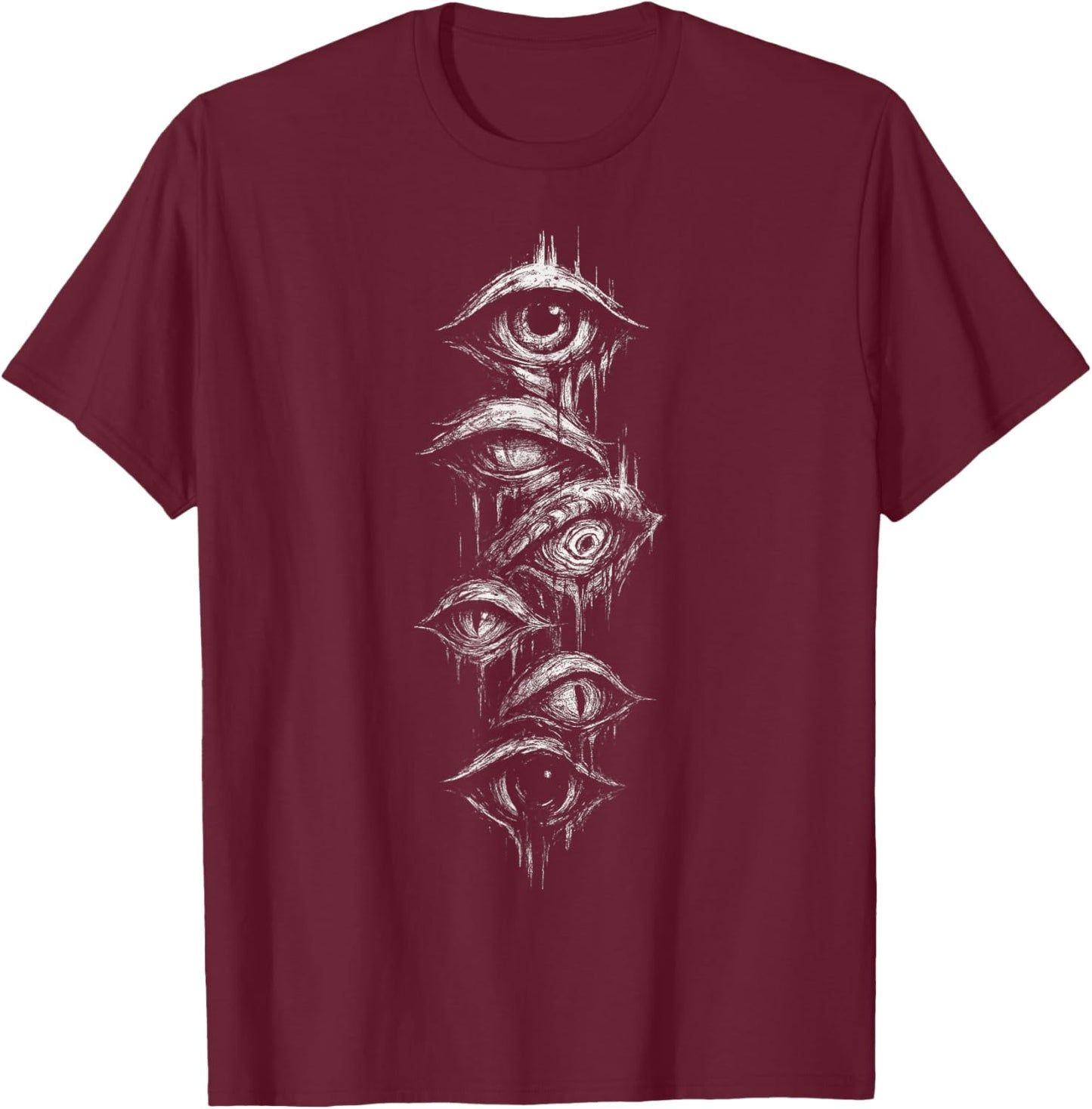 Eyes Eyeballs Goth Grunge Alt Y2K Weird Strange Aesthetic T-Shirt - T-Shirt | Maroon
