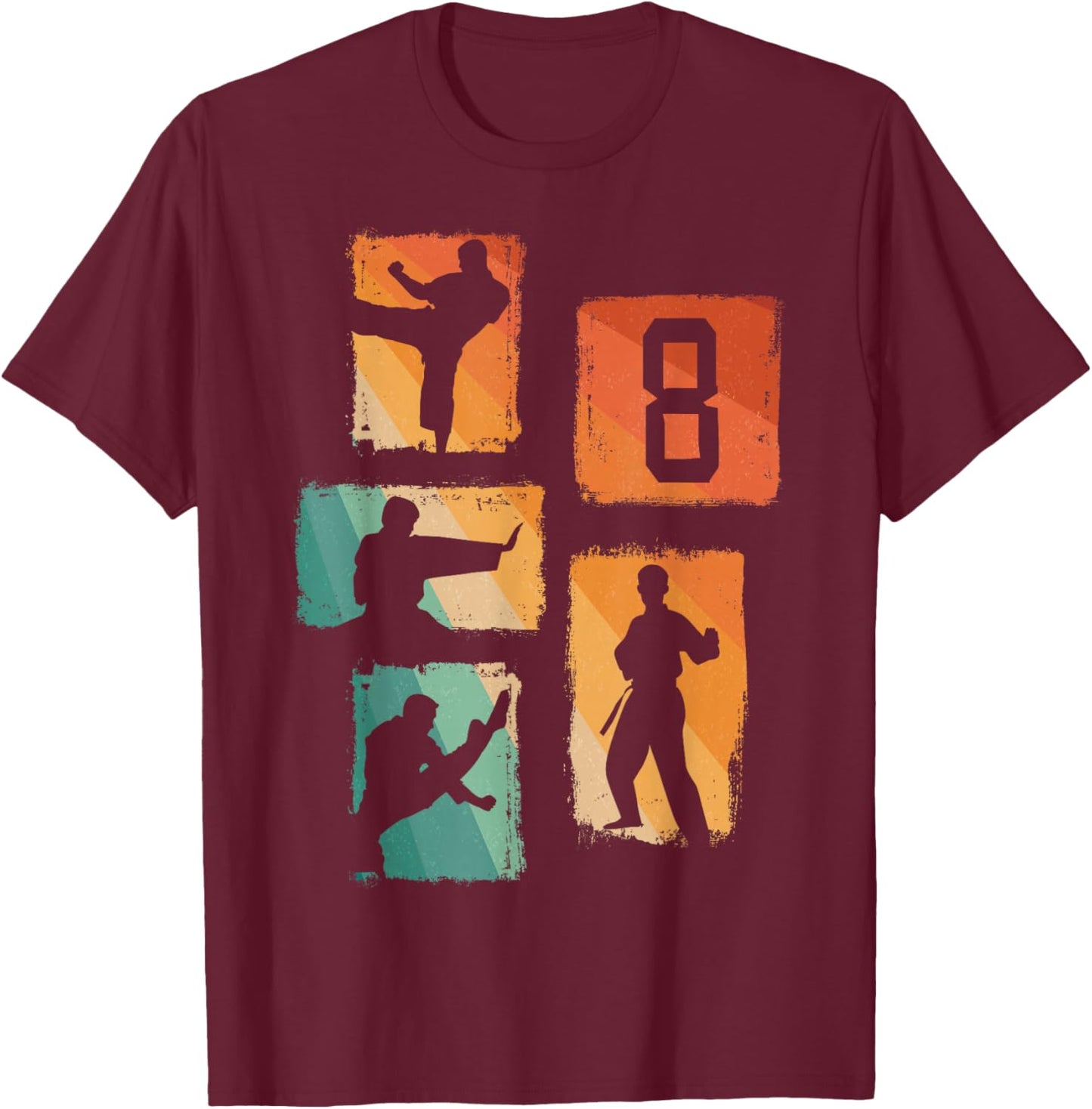 8th Birthday Karate Taekwondo 8 Years Old Boy Martial Arts T-Shirt - T-Shirt | Maroon
