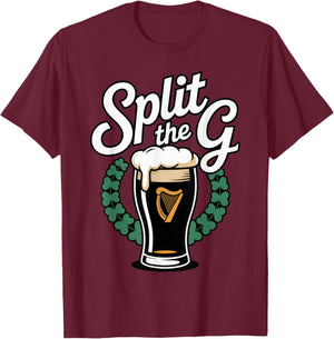 Split The G for Beer Lovers with Irish Vibes on St. T-Shirt - T-Shirt | Maroon
