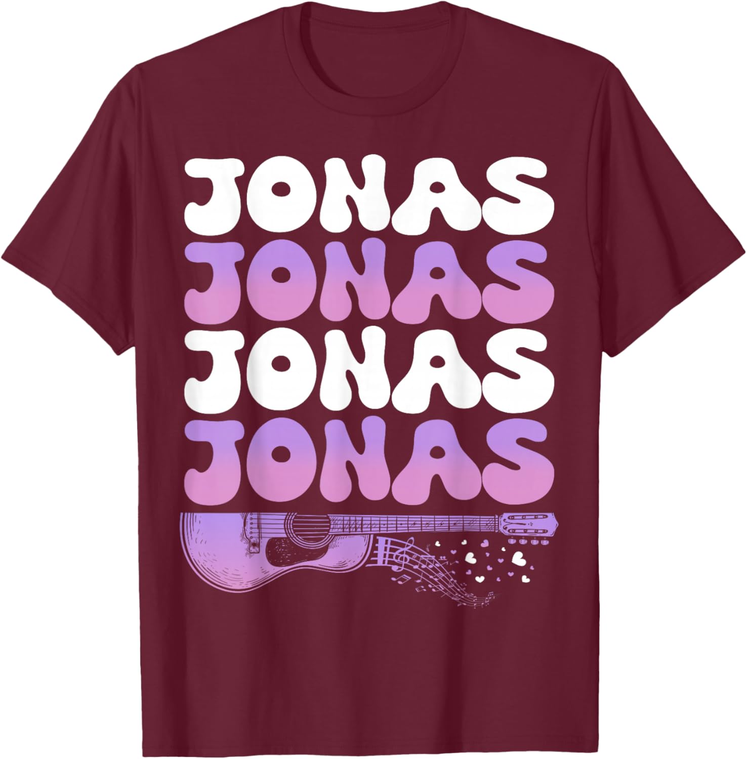 Retro Jonas First Name I Love Jonas 80's Groovy T-Shirt - T-Shirt | Maroon