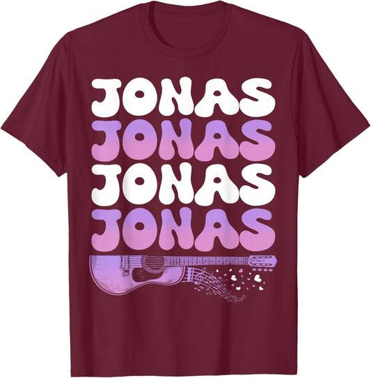Retro Jonas First Name I Love Jonas 80's Groovy T-Shirt - T-Shirt | Maroon