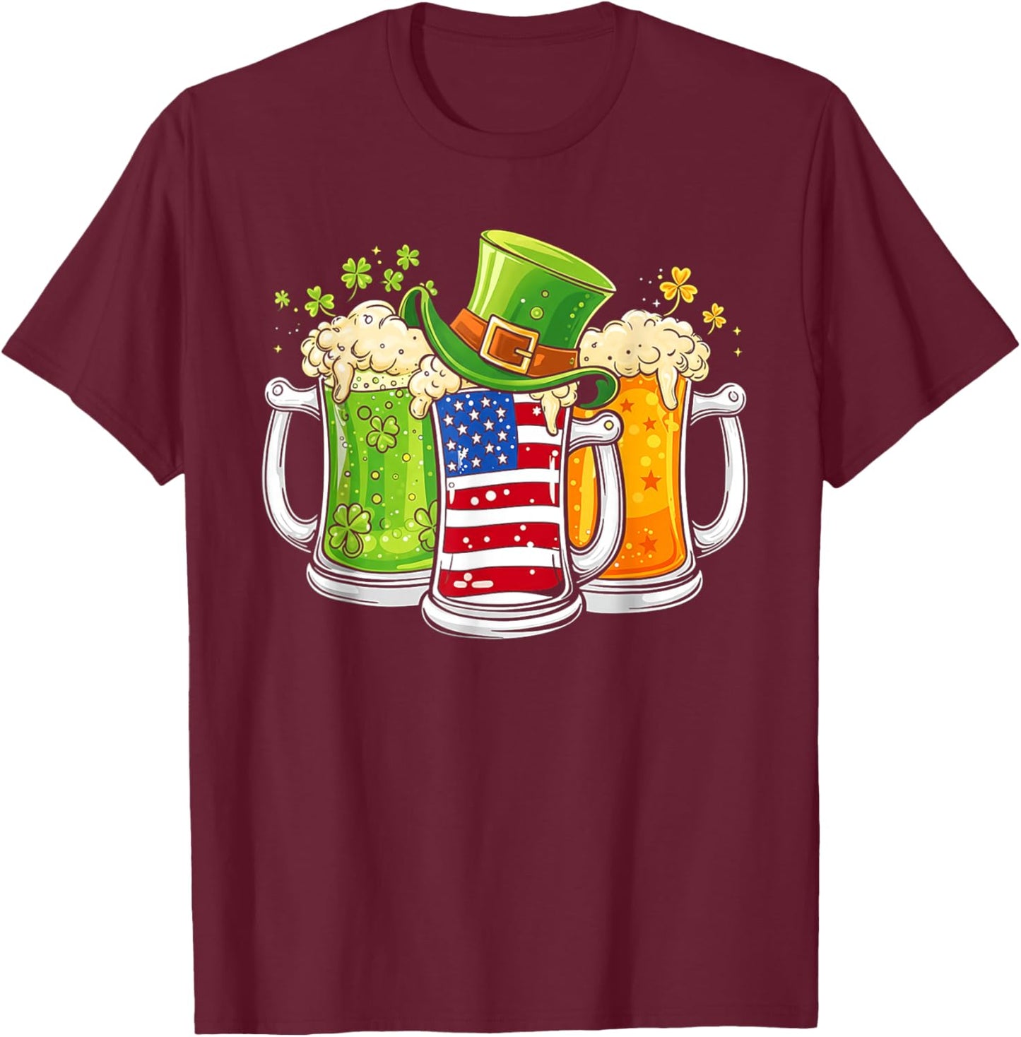 Irish Beer Ireland Flag St Patricks Day Men Women Leprechaun T-Shirt - T-Shirt | Maroon