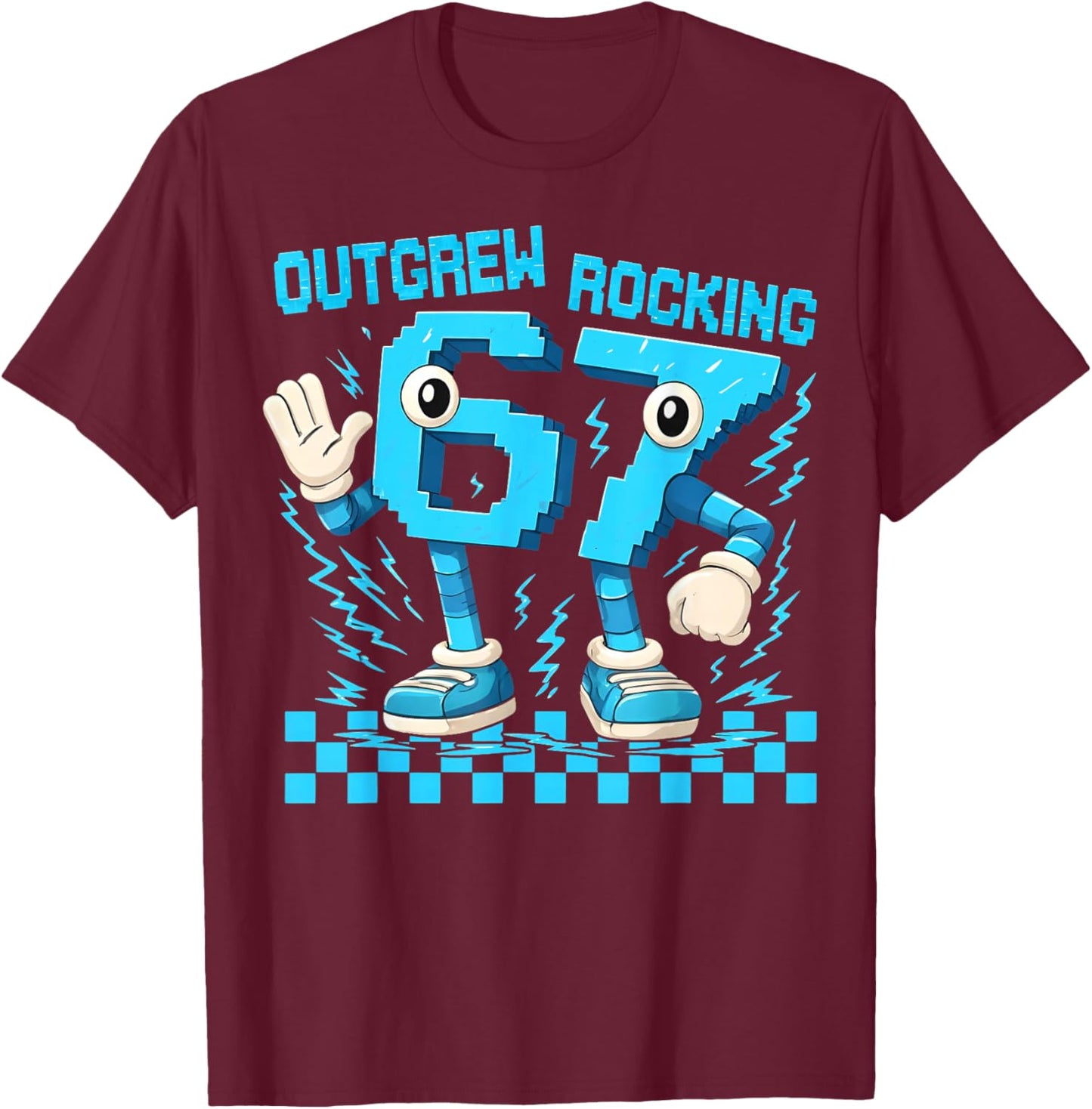 Funny Brainrot Outgrew 6 Rocking 7 Birthday Boy Gift Kid T-Shirt - T-Shirt | Maroon