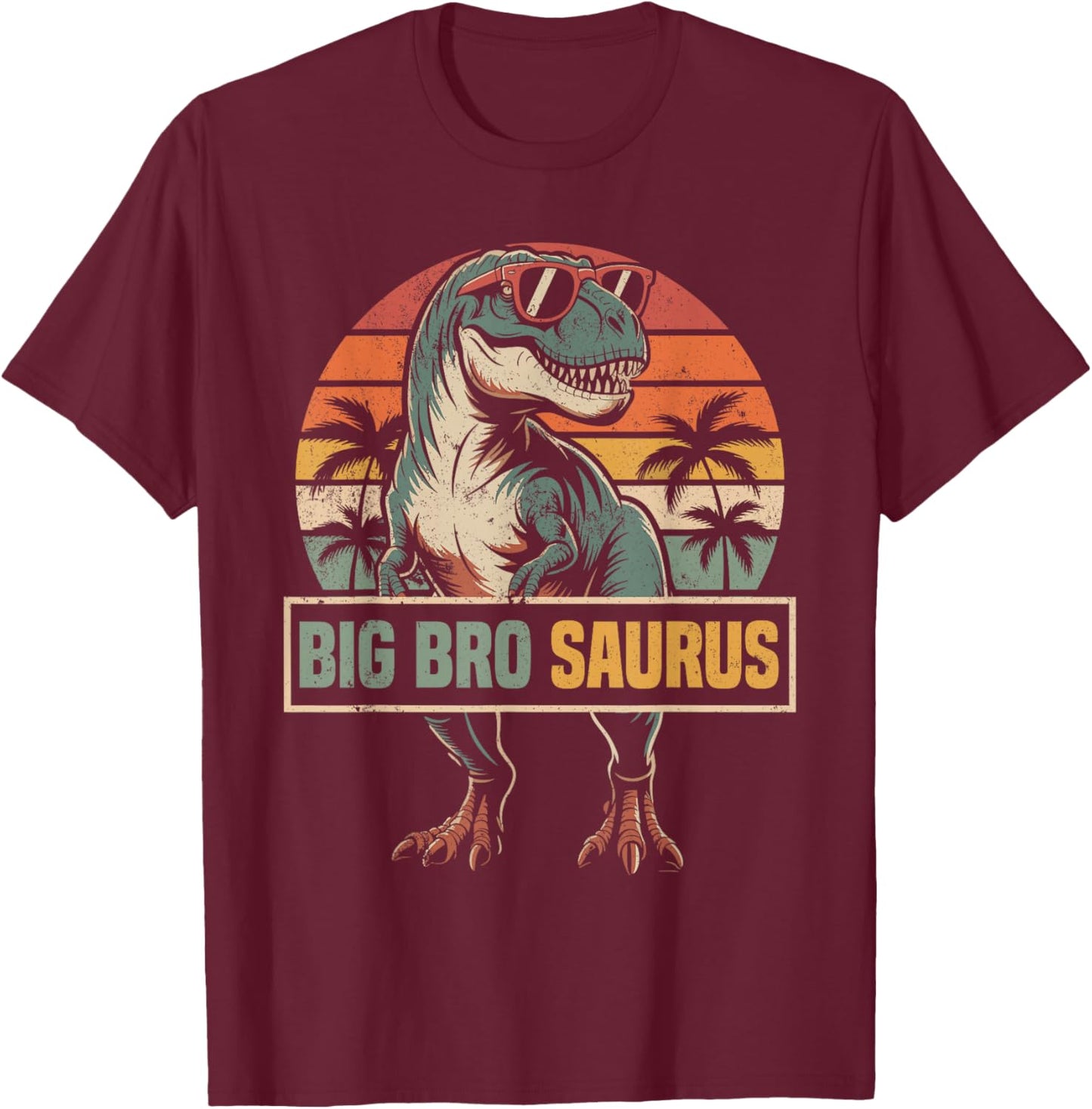 Big Bro Saurus Dinosaur Family Match Birthday Big Brother T-Shirt - T-Shirt | Maroon