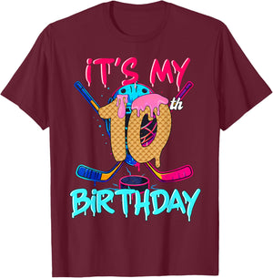 Hockey Ice Cream Drip It's My 10th Birthday Number 10 Player T-Shirt - T-Shirt | Maroon
