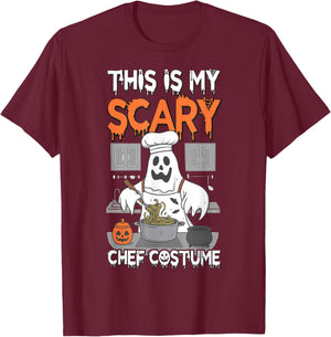 This is My Scary Chef Costume Chef Ghost Halloween Cooking T-Shirt - T-Shirt | Maroon