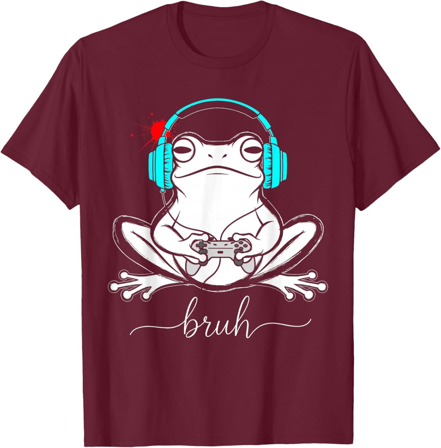 Gaming Japanese Style Shirt Boys, Funny Gamer Frog T-Shirt - T-Shirt | Maroon