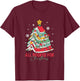All Booked for Christmas Books Tree Bookworm Xmas Holiday T-Shirt - T-Shirt | Maroon