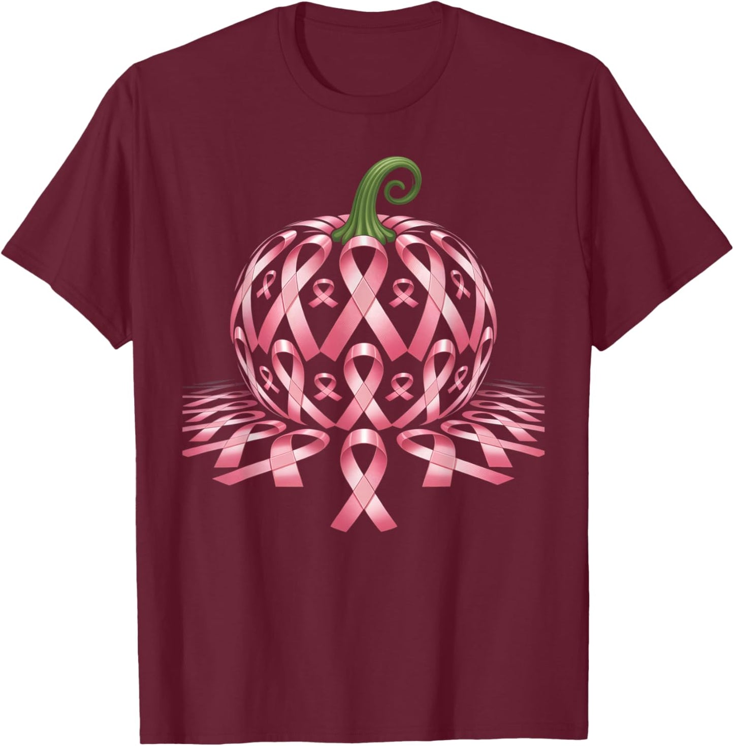 Halloween Pink Ribbon Pumpkin Breast Cancer Awareness T-Shirt - T-Shirt | Maroon