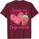 Valentine Lovely & Caffeinated Coffee Lover Coquette Bow T-Shirt - T-Shirt | Maroon