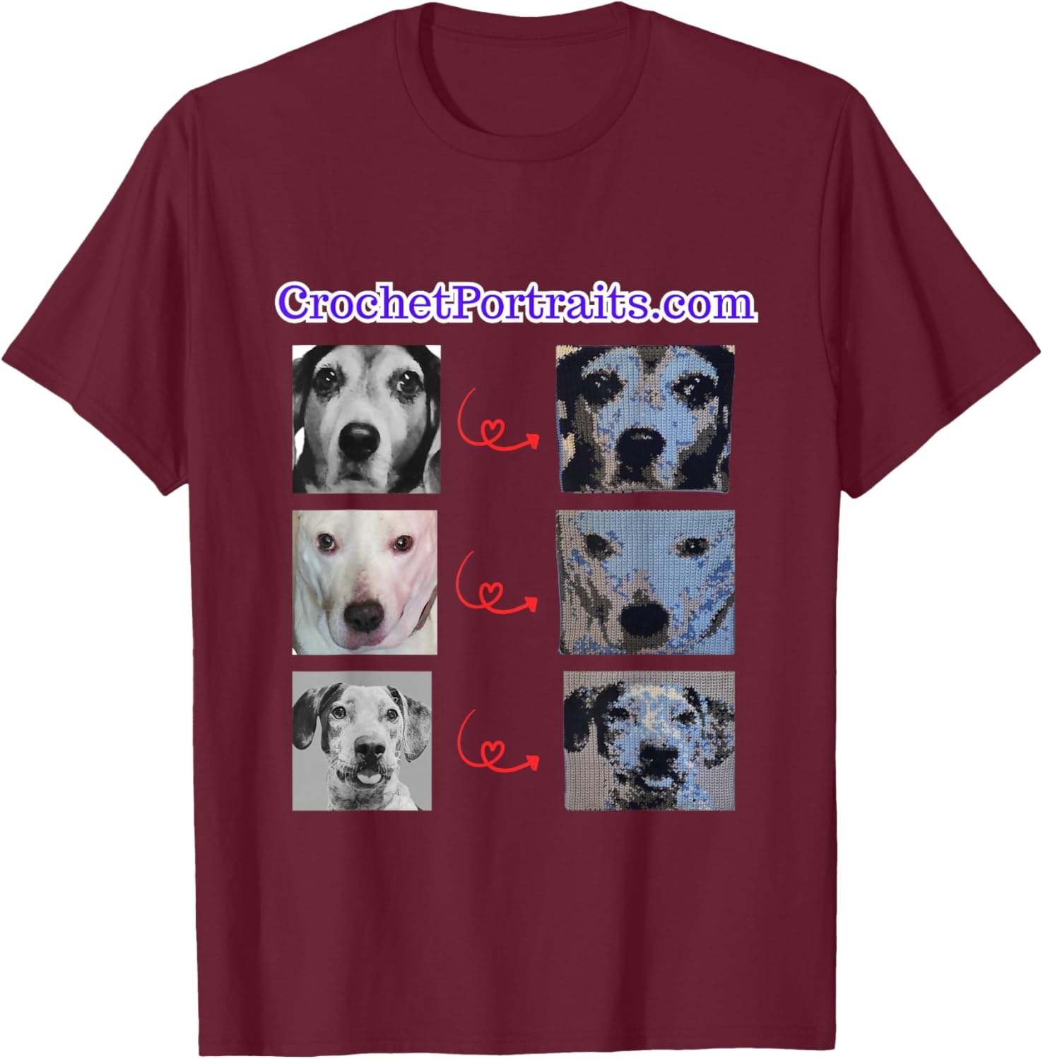 CrochetPortraits.com - Copper, MYA, Pippa T-Shirt - T-Shirt | Maroon