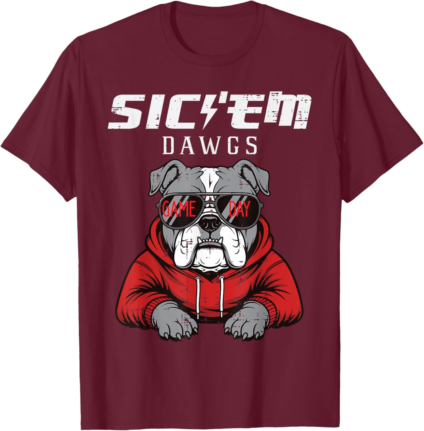 Bulldog Dawgs Women Kids Men Boys Girls Youth Teen T-Shirt - T-Shirt | Maroon