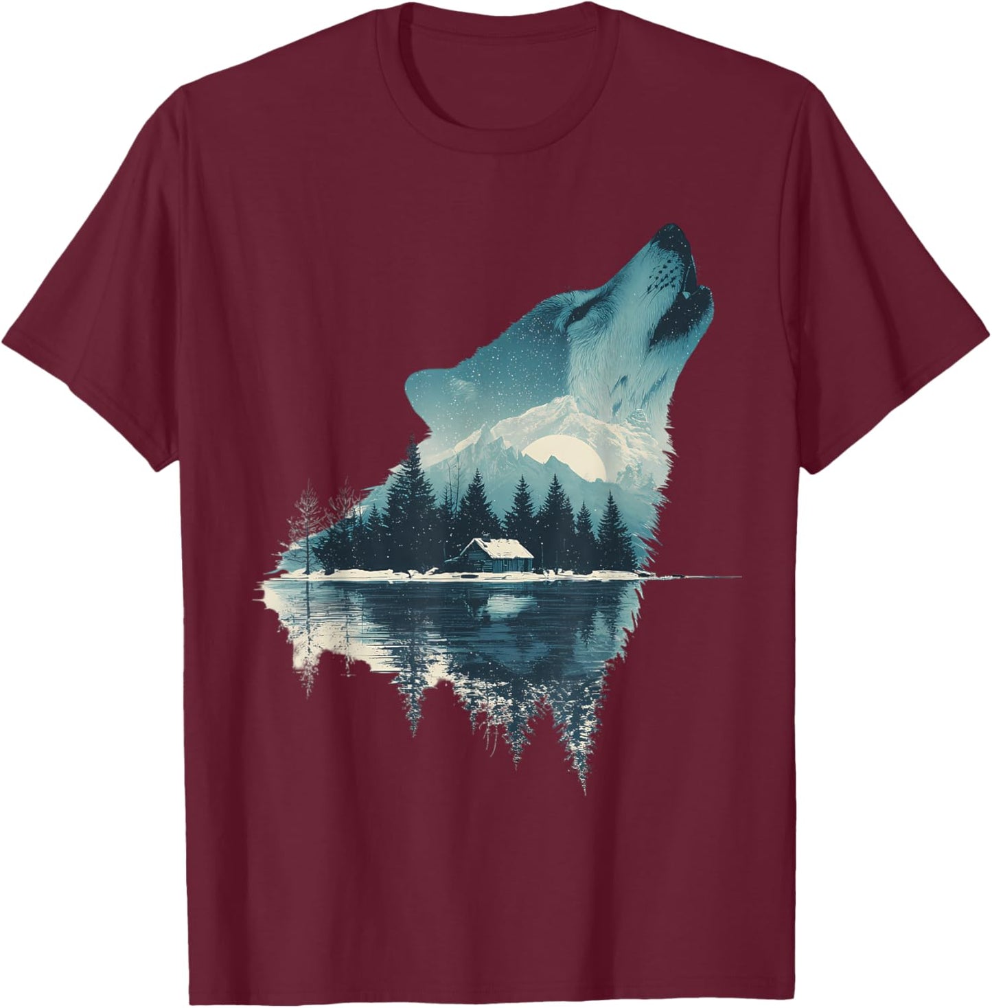Wolf Animal Face Art Graphic Wildlife Colorful Wolf Lover T-Shirt - T-Shirt | Maroon