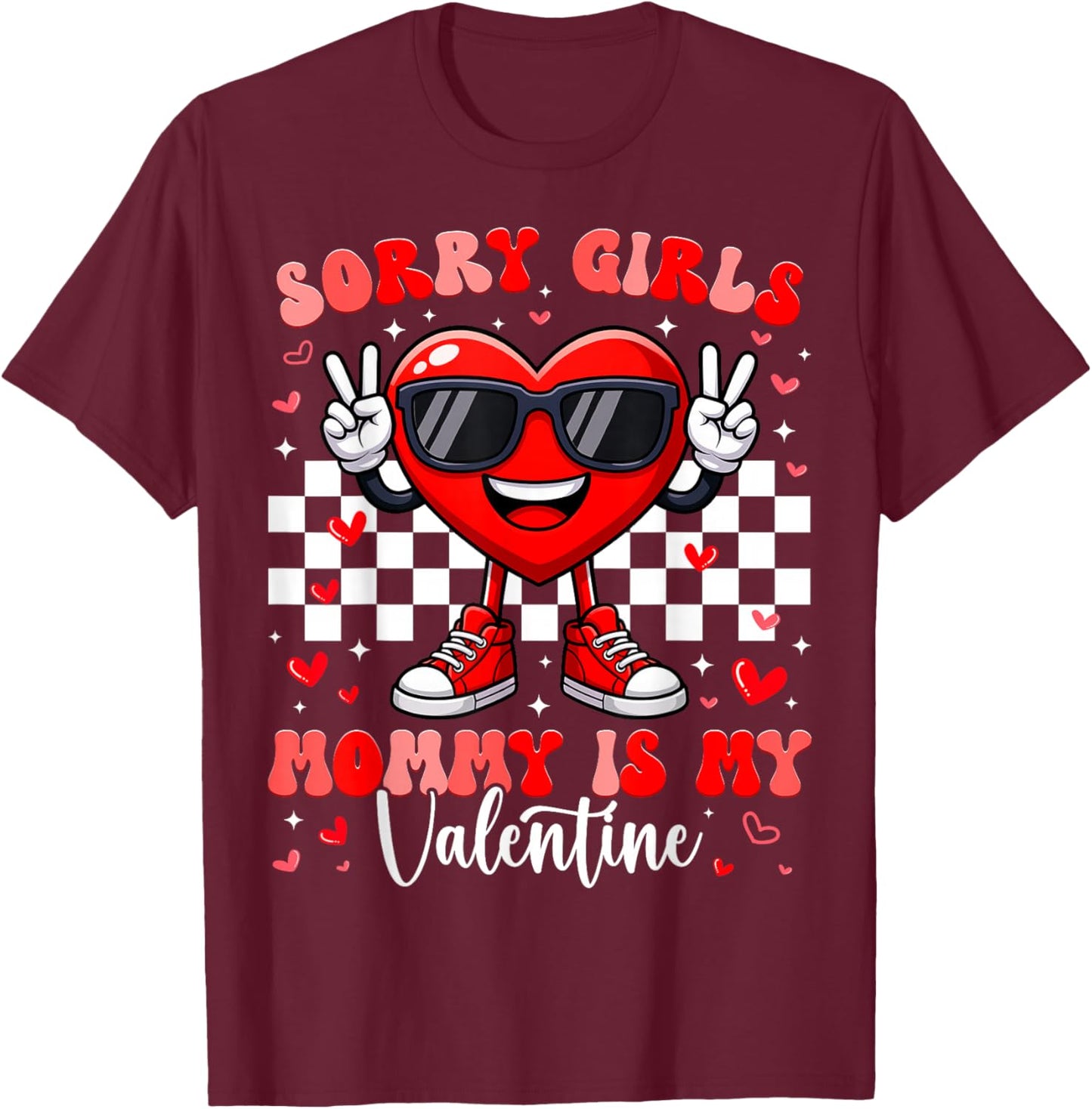 Funny Heart Peace Sign Outfit Toddler Boy Valentine T-Shirt - T-Shirt | Maroon