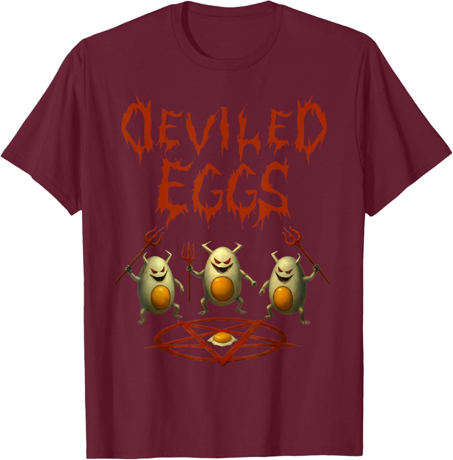 Deviled Eggs Eggsorcism Thanksgiving Dinner Eggsorcist Pun T-Shirt - T-Shirt | Maroon