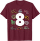 8th Snake Birthday Party Eight Year Old Snake Lover Birthday T-Shirt - T-Shirt | Maroon
