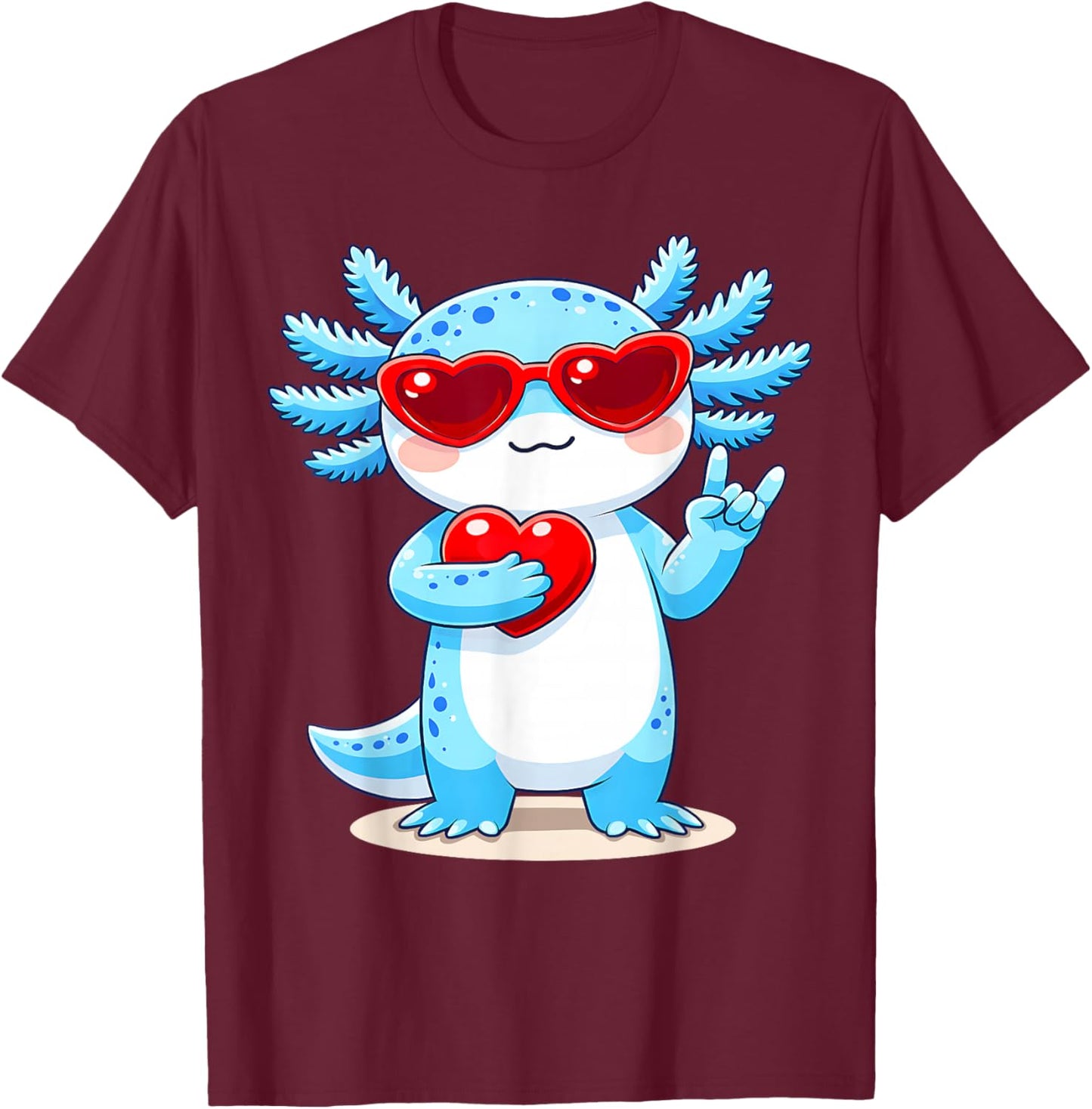 Cute Axolotl Valentines Day Love Funny Axolotl Boys Kids T-Shirt - T-Shirt | Maroon
