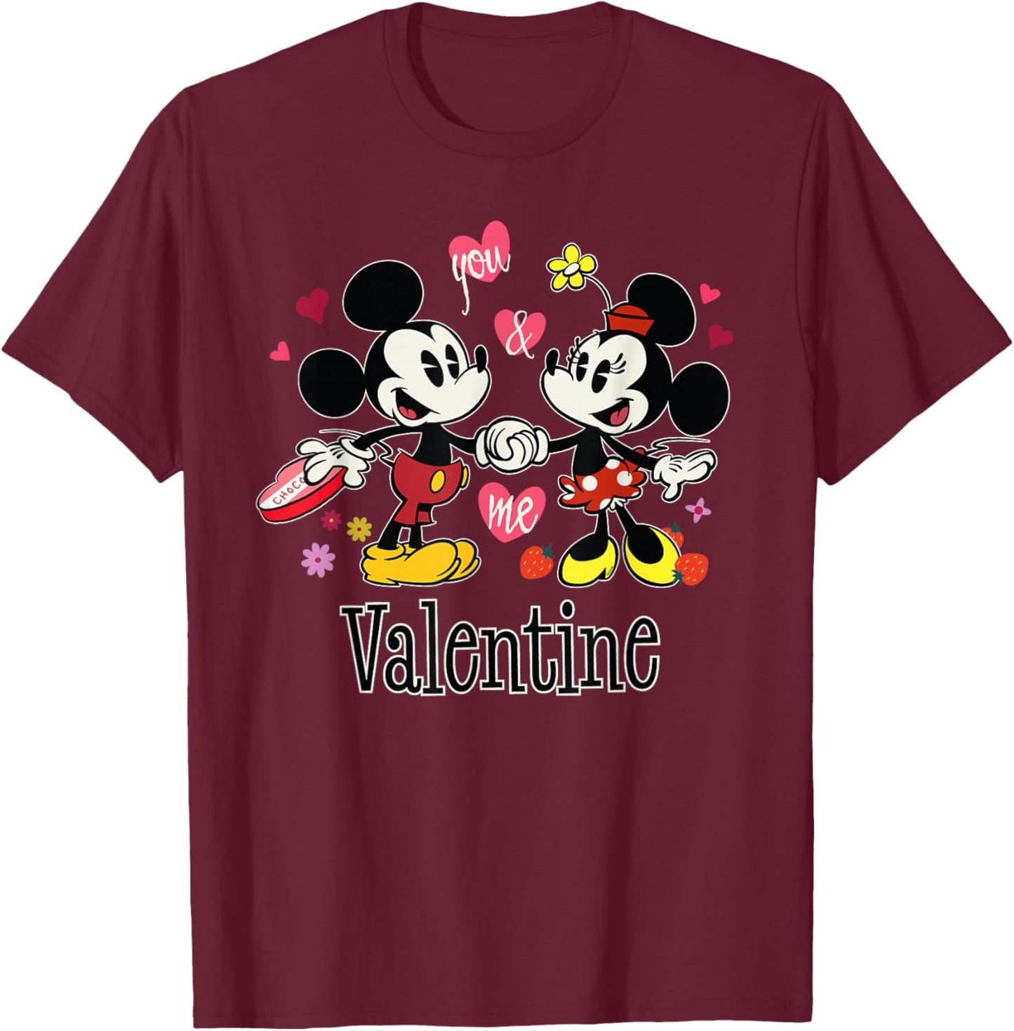 Disney Mickey & Minnie Valentine's Day You & Me, Valentine T-Shirt - T-Shirt | Maroon