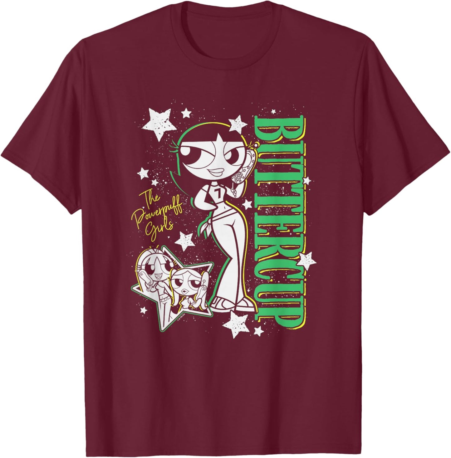 The Powerpuff Girls Teenager Buttercup Y2K Style Poster T-Shirt - T-Shirt | Maroon