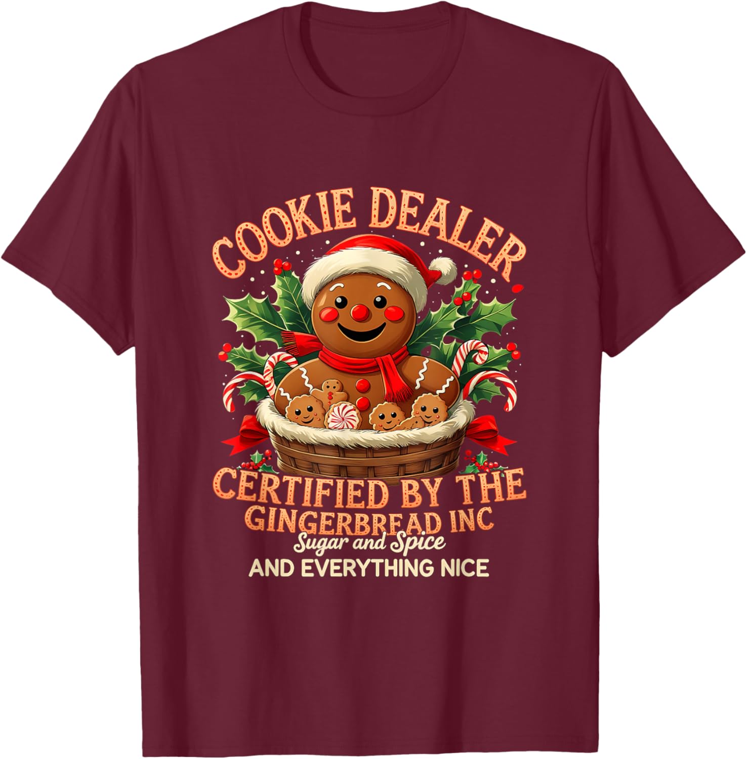 Vintage Gingerbread Bakery Christmas Cookie Dealer Holiday T-Shirt - T-Shirt | Maroon
